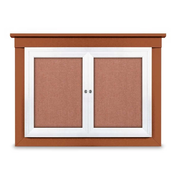 United Visual Products 24"x36" 1-Door Enclosed Letterboard, Burgundy/Lt Oak UV2621O-LTOAK-BURGUN - main